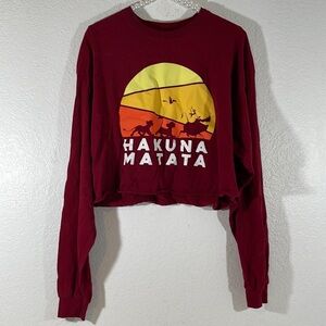 Disney The Lion King Hakuna Matata Women’s XL Long Sleeve Shirt Crop Top